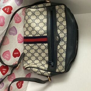 Gucci Blue and Cream Patterned Crossbody Bag